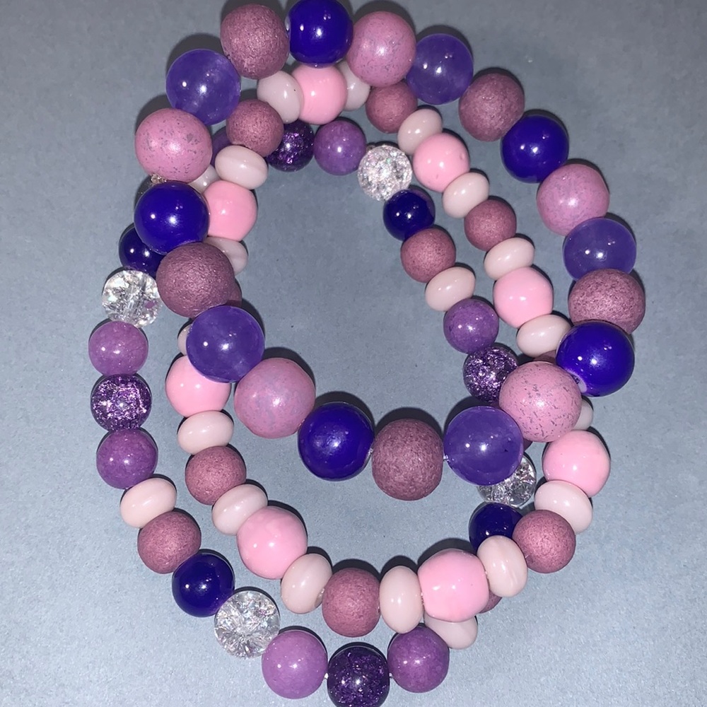 Purple stack stretch bracelet